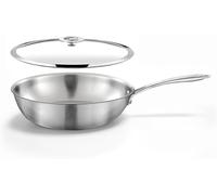 Asfasfq-Cuisinox - Gourmet - Wok 28 Cm Inox - Triply - Compatible Tous Feux Dont Induction - Acier Inoxydable 18/10 - Finition Satinée - Poignée Fixe - Sans Pfas, Ptfe, Pfoa - Made In France