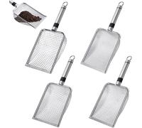 ASFASFq-DASIAUTOEM Lot de 4 tamis de jardin en métal avec poignée, tamis de jardin, tamis de terre, tamis à jet en acier inoxydable, tamis à tamis en maille 2/2,8/3,8/5 mm pour sable et pierres