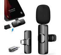 ASFASFq-DayDup Microphone Lavalier sans Fil pour iPhone/iOS/Androïde, 2,4 GHz Professionnel Microphone, Réduction Intelligente du Bruit Mini Microphone sans Fil pour Youtube, TikTok, Facebook