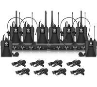 ASFASFq-Debra Audio AU800 Pro UHF - Système de Microphones sans Fil 8 Canaux avec Récepteur Métallique et 8 Micros de Ceinture, Parfait pour Karaoké et Célébrations Religieuses