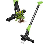 ASFASFq-Désherbeur Manuel et Extracteur de Mauvaises Herbes avec Pédale Longueur 100cm, 4 Griffes arrache-Racines en Acier en Outil de Désherbage Longue Manche pour Enlever Les Mauvaises Herbes