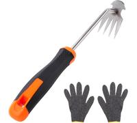 ASFASFq-Desherbeur Manuel, Outils Jardinage Désherbeurs Manuels Outils, Arrache Mauvaise Herbe avec Gants, Inoxydable Extracteur de Mauvaises Herbes, pour jardin (4 Dents)