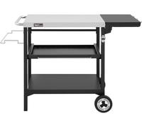 ASFASFq-Desserte Extérieure pour Plancha, 3 Étagères Chariot pour Barbecue avec Dessus de Table en Acier INOX 70 x 50cm et Table d'Appoint Pliable de 30 x 50cm, Convient pour Cuisine et Jardin