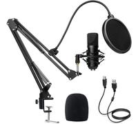 ASFASFq-Diealles Shine Microphone USB, Microphone à Condensateur 192KHz/24Bit avec Microphone Réglable Suspension Perche Ciseaux Bras et Filtre Anti-Pop pour Jeux, Streaming, Podcasting