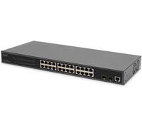 ASFASFq-DIGITUS commutateur réseau 27 ports Managed Gigabit PoE - 24 ports RJ45 - 2 ports SFP - 1 port console - 450W budget PoE - caractéristiques L2 - 19 pouces - 10/100/1000 Mbps - noir