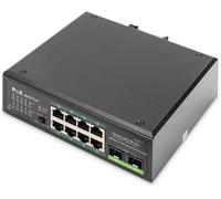 ASFASFq-DIGITUS commutateur réseau industriel 10 ports Gigabit PoE - 8x RJ45 + 2x liaison montante Gigabit SFP - non géré - montage sur rail - 10/100/1000 Mbit/s - noir