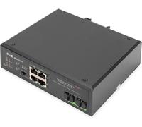 ASFASFq-DIGITUS commutateur réseau Industriel 6 Ports Gigabit PoE - 4X RJ45 + 2X Liaison Montante Gigabit SFP - Non géré - Montage sur Rail - 10/100/1000 Mbit/s - Noir