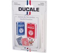 Asfasfq-Ducale Origine - 2 Jeux De 54 Cartes - Jeu De Rami - Qualité Premium, Bleu Et Rouge