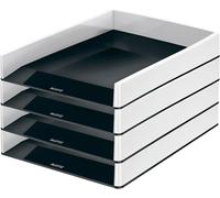 Asfasfq-Duo Colour 53610095 Lot De 4 Corbeilles À Courrier Au Format A4, Design Bicolore, Noir/Gris