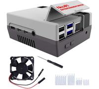 ASFASFq-DVOZVO Retro Gaming Nes4Pi Boîtier pour Raspberry Pi 4 Model B,Raspberry Pi 4 Boîtier avec Ventilateur,Raspberry Pi Ventilateur,Raspberry Pi Dissipateurs pour Raspberry Pi 4 modèle B