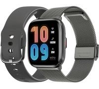 Asfasfq-Echo Rainbow Nano - Montre Connectée Homme Amoled 1.83'' Gris - Appel Bluetooth/Sans Fil & Capteurs Santé - Modes Sport Avec Coach - 2 Bracelets Métal & Gomme - Mini, Légère & Étanche - Andro