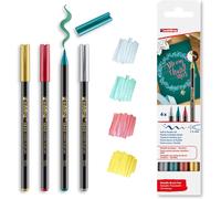 Asfasfq-Edding 1340 Feutres Pointe Pinceau-Brushpen -Set Noël-4 Feutres-Pointe Pinceau Flexible 1-6 Mm-Feutre Métallique Brillant Pour Écrire,Dessiner Et Faire Des Croquis -Haute Opacité Même Sur Pap