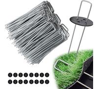 ASFASFq-EDIESI, Sardines de Fixation, Sardines Camping, 100 Pcs +16 Rondelles, en Acier (150x40x3mm), pour Le Jardin, Le Paillis et Le Gazon Artificiel (100 Pièces)