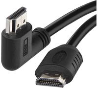 ASFASFq-EMOS Câble HDMI 2.0 haut débit avec Ethernet 5 m, 18 Gbps High Speed Cable avec Ultra HD, 4K, 3D, prise en charge ARC, prise en charge 90° vers A mâle Noir