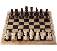 Asfasfq-Engelhart - 150235 - Jeu D'échecs En Bois De Bouleau - Echiquier Imprimé - Jeux De Société Classiques - 32 Pièces - Roi 77 Mm - 30 X 30 X 3 Cm - Débutants - 2 Joueurs - Dès 6 Ans