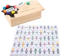 Asfasfq-Engelhart - 250126 - Domino Mexicain Train - Nombres - Double 9, Petit Modele Premium - Jeu De Société Familial - Chiffres - 55 Dominos 8 Mm + 8 Trains - 2 À 4 Joueurs - + 3 Ans