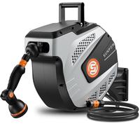 ASFASFq-Enrouleur Tuyau Arrosage Mural- 15mx12mm-Blocage de la Longueur Arbitraire, Système de Rembobinage Automatique, Support Pivotant à 180°-Connecteur en Buse à 10 Fonctions-Gris