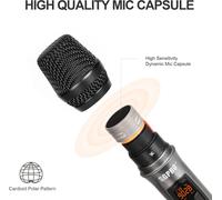 ASFASFq-Ensemble de microphone portable sans fil avec récepteur rechargeable, portée de 80 m, 32 canaux UHF ¿ Idéal pour chant, oral, hébergement et enseignement