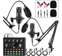 ASFASFq-Ensemble d'Équipement Podcast pour 2, Modificateur de Voix et Microphone à Condensateur - Ensemble Microphone Podcast pour Gamers, Podcasting, Enregistrement, Chant, Streaming