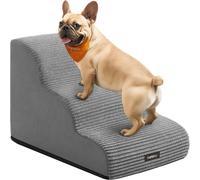 Asfasfq-Escalier Pour Chien, À 3 Marches, Marches Pour Chien, Lit, Canapé, Imperméable Avec Designs Antidérapants, Pente Douce, Housse Amovible Lavable, Poignée, Gris Tourterelle Pps003g01