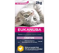 Asfasfq-Eukanuba - Croquettes Premium Pour Chaton ¿ Riche En Poulet Frais Et En Riz ¿ Favorise La Croissance - Alimentation 100% Complète Et Equilibrée ¿ Dha ¿ Sans Blé ¿ Sans Ogm - Sac Refermable -