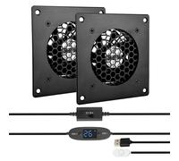 ASFASFq-euroharry Système de ventilateur silencieux à affichage numérique de 80 mm contrôlé par la température, ventilateur 5 V avec cadre moderne en aluminium brossé noir pour armoires AV home ciném