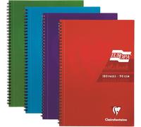 Asfasfq-Europa - Réf 5804z - Cahier À Spirales - Couverture Résistante Brillante Et Brillante - 180 Feuilles Lignées - Format A4 - Pages Micro-Perforées - Lot De 4 Coloris Assortis