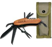 Asfasfq-Expedition Natur Couteau De Poche D'extérieur Avec Manche En Bois, Outil Multifonction 9 En 1, Pour Le Camping Et L'extérieur, Pour Enfants À Partir De 8 Ans