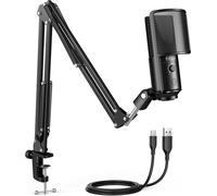 ASFASFq-FIFINE Kit de microphone USB avec bouton silencieux, microphone podcast avec bras boom pour ordinateur PC, microphone à condensateur de studio pour enregistrement vocal en streaming VoiceOver