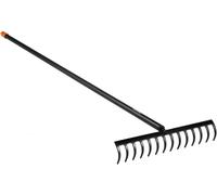 ASFASFq-Fiskars Râteau à dents courbes, 14 dents, Largeur: 36 cm, Tête en acier au carbone trempé/Manche en aluminium, Noir/Orange, Solid, 1016036