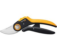 ASFASFq-Fiskars Sécateur à Lame Franche, Plus PowerLever, P721, Pour Branches et Rameaux Frais, Revêtement Antiadhésif, Lames en Acier Inoxydable, Longueur : 21 cm, Noir/Orange, 1057170