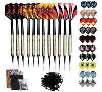ASFASFq-Flechette Pointe Plastique, 12 Fléchettes avec 42 Ailettes et 100 Pointes, Set de Flechettes à Pointe Souple pour Cible de Flechette Electronique