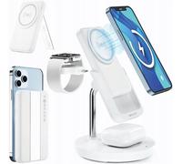 Asfasfq-Forever Station De Charge Inductive 5en1 Avec Batterie Externe Magnetique 5000mah Blanche - Chargeur Externe Sans Fil Pour Iphone Airpods Smartwatch -Station Batterie Externe Charge Rapide Us
