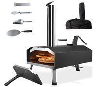 ASFASFq-Four a Pizzas extérieurs à bois: aciers inoxydables portable grille pizza avec pierre tournante de jardin avec granulés Combustible approprié : granulés, Charbon et briquettes