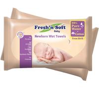 Asfasfq-Fresh'n Soft Lingettes Humides Pour Nouveau-Nés À L'eau Pure Et Au Coton, 100% Biodégradables, Micro-Ondable, Sans Parabènes, Parfum, Allergènes Et Sans Fibres Synthétiques (80 Unité (Lot De