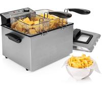 Asfasfq-Friteuse À Huile ¿ 5 L ¿ Habillage En Acier Inoxydable ¿ 3270 W ¿ Zone Froide Pour Une Friture Saine ¿ Couvercle Avec Filtre Et Vitre ¿ 185000
