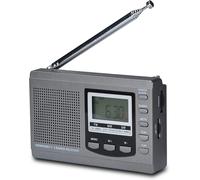 ASFASFq-Full Band Radio AM/FM/SW DSP Radio Haut-Parleur stéréo Affichage LCD Réveil Minuterie Sommeil Radio de Poche Démodulation numérique Meilleure réception avec antenne télescopique (Grey)