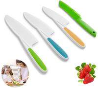 ASFASFq-Galenecx 4 Pièces Couteau Enfant, Couteau De SéCurité En Plastique Avec Bord Dentelé, Knife Sécurité de Montessori Enfants, Ensemble Couteaux Cuisine Pour Enfants, pour Couper des Fruits ou L