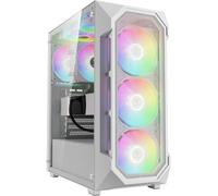 ASFASFq-GAMDIAS Aura GC1 Elite Boîtier PC Gamer ATX Tour Moyenne, Panneau Frontal en Maillage pour Le Flux d'air, 4 Ventilateurs ARGB de 120 mm Inclus, Panneau Latéral en Verre Trempé, Blanc