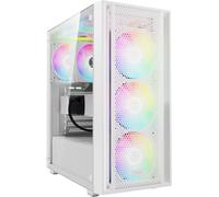 ASFASFq-GAMDIAS Aura GC2 Elite ARGB ATX Boîtier PC Mid Tower Ventilateur ARGB 4 x 120 mm, Panneau Avant en Maille à Haut débit d'air, Installation sans Outils, Panneau latéral en Verre trempé, Blanc