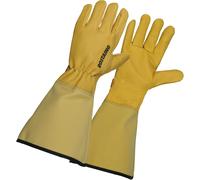 ASFASFq-Gants ROSERAIE - Paire de Gants Longs en Cuir Traité Hydrofuge - Tous Travaux en Milieu Sec et Humide - Taille des Rosiers et Petits Épineux - Manchette de Protection des Avant-bras