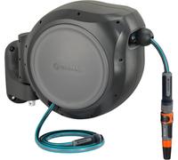 ASFASFq-GARDENA (08055) Enrouleur de tuyau d'arrosage rétractable de 30 m x 1,27 cm, montage mural, rétraction automatique et verrouillage de longueur pour un arrosage facile. Support pivotant robust