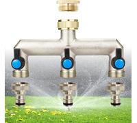 ASFASFq-Gardena Distributeur d'eau à 3 voies en laiton avec 3 adaptateurs 3/4"" vers 1/2"" pour régler et fermer le débit d'eau, pour tuyau d'arrosage