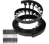 Asfasfq-Gardenix Bordure De Pelouse En Plastique Lineborder Flexible, 20 Ancrages Au Sol, Longueur 10m, Hauteur 4cm, Noir