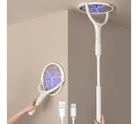 ASFASFq-GeckoMan Tête Rotative Raquette Électrique Insectes Rechargeable Raquette Anti Moustique Électrique Moustique Tapetteà Mouche Piège Anti Mouche, avec Une Extension Télescopique