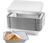 ASFASFq-Générique Barquette Aluminium avec Couvercle,Barquette Alimentaire 20 Pièces 2250ml Barquettes Barbecue Plateaux Parfait pour la Cuisson Grillage Cuisine Restauration plat aluminium