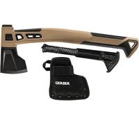 Asfasfq-Gerber Hache De Camping Et D'extérieur, Étui Inclus, Avec Paracorde Et Compartiment De Rangement, Bushcraft Axe, Acier Trempé Avec Revêtement Ptfe, Marron, 31-003789