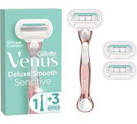 Asfasfq-Gillette Venus Deluxe Smooth Sensitive Rasoir Femme Manche Métal Or Rose + 3 Recharges