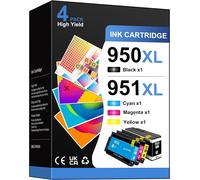 ASFASFq-Glliter 950XL 951XL Lot de cartouches d'encre compatibles avec HP 951xl Multipack pour HP Officejet Pro 8600 Officejet Pro 8610 8100 8615 (1 noir, 1 cyan, 1 magenta, 1 jaune)
