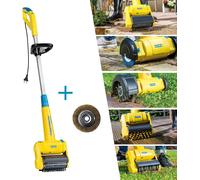 ASFASFq-GLORIA MultiBrush speedcontrol ¿ Brosse électrique Filaire 230V pour terrasse, Joints, Pierre & Bois Désherbeur & Coupe-Bordure Vitesse réglable avec 2 brosses incluses